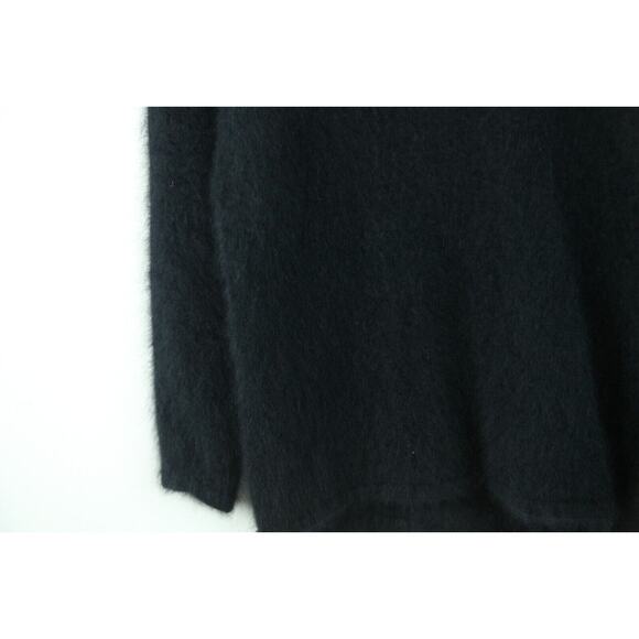 VTG 90s 70% Angora Sweater 2X L 42" Chest Black Grunge Fuzzy Pullover Bombshell - Picture 4 of 7